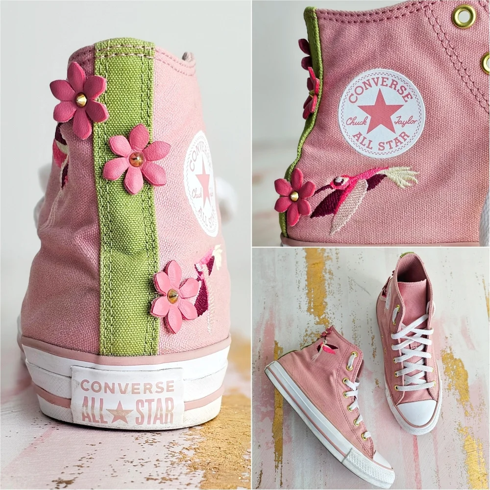 Rare Converse Chuck Taylor All Star 3D Blooms & Hummingbirds High Top Kid Size 5